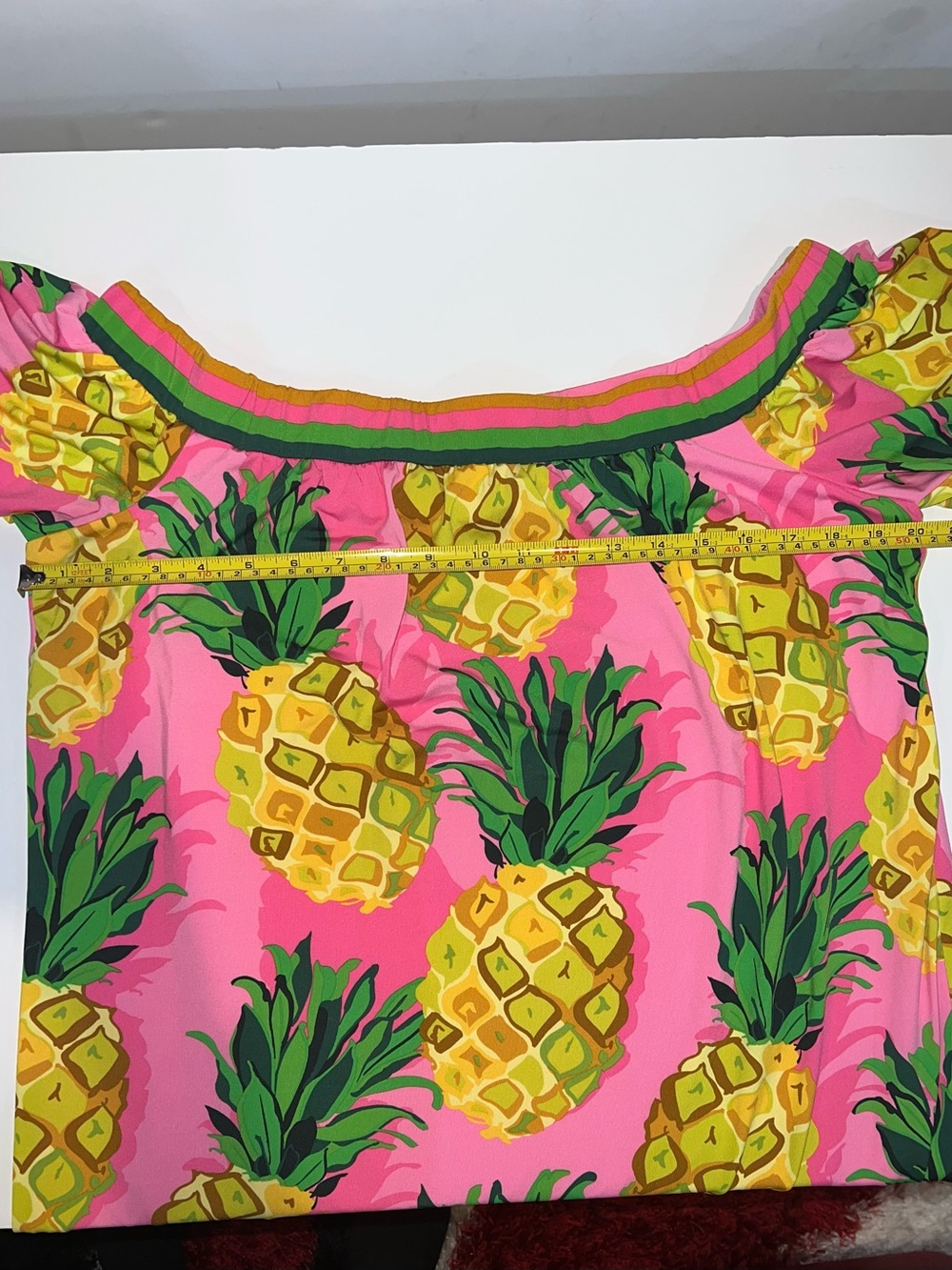 Trina Turk Kelso Pink Pineapple Off-Shoulder Dress size L - Picture 7 of 11